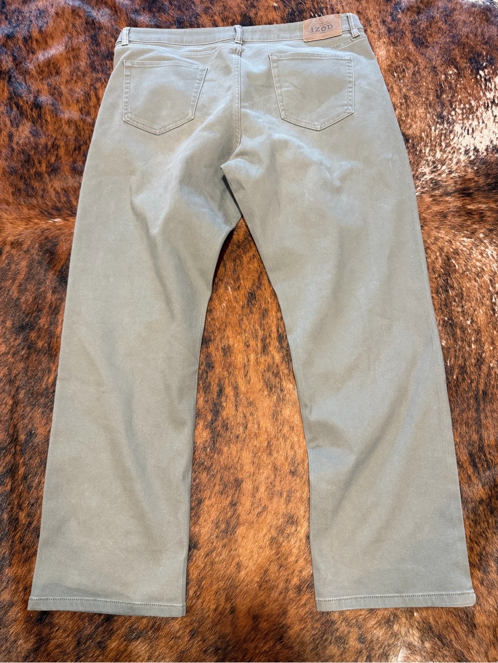 IZOD Men’s ULTRAFLEX Regular Fit Knit Denim STRETCH 5 Pocket 38x30 Green NEW